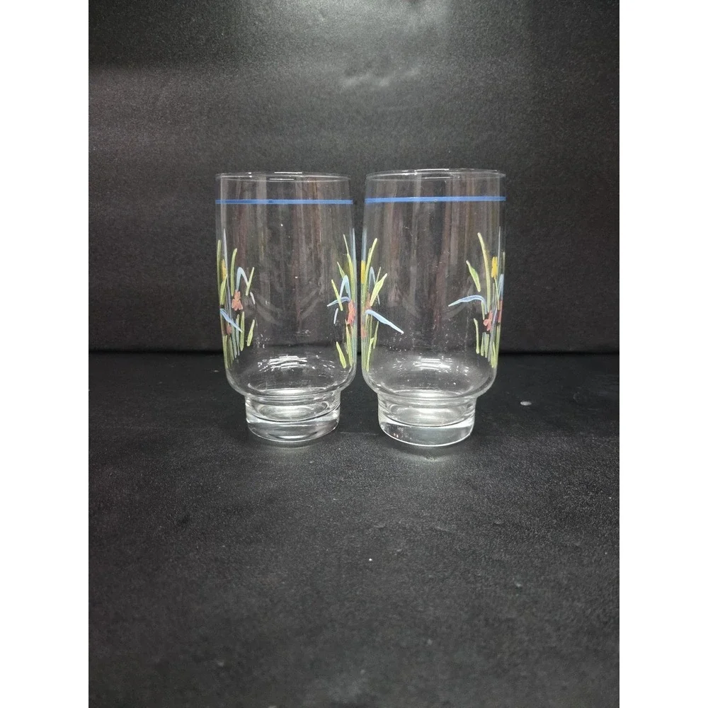 Sango Pastels Floral Short Tumblers, Easter Spring Glasses, Set of‎ 2 Glasses